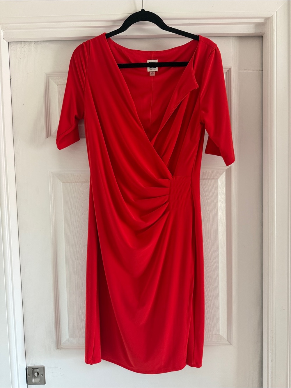 Anne Klein Red Draped Wrap-Front Midi Dress